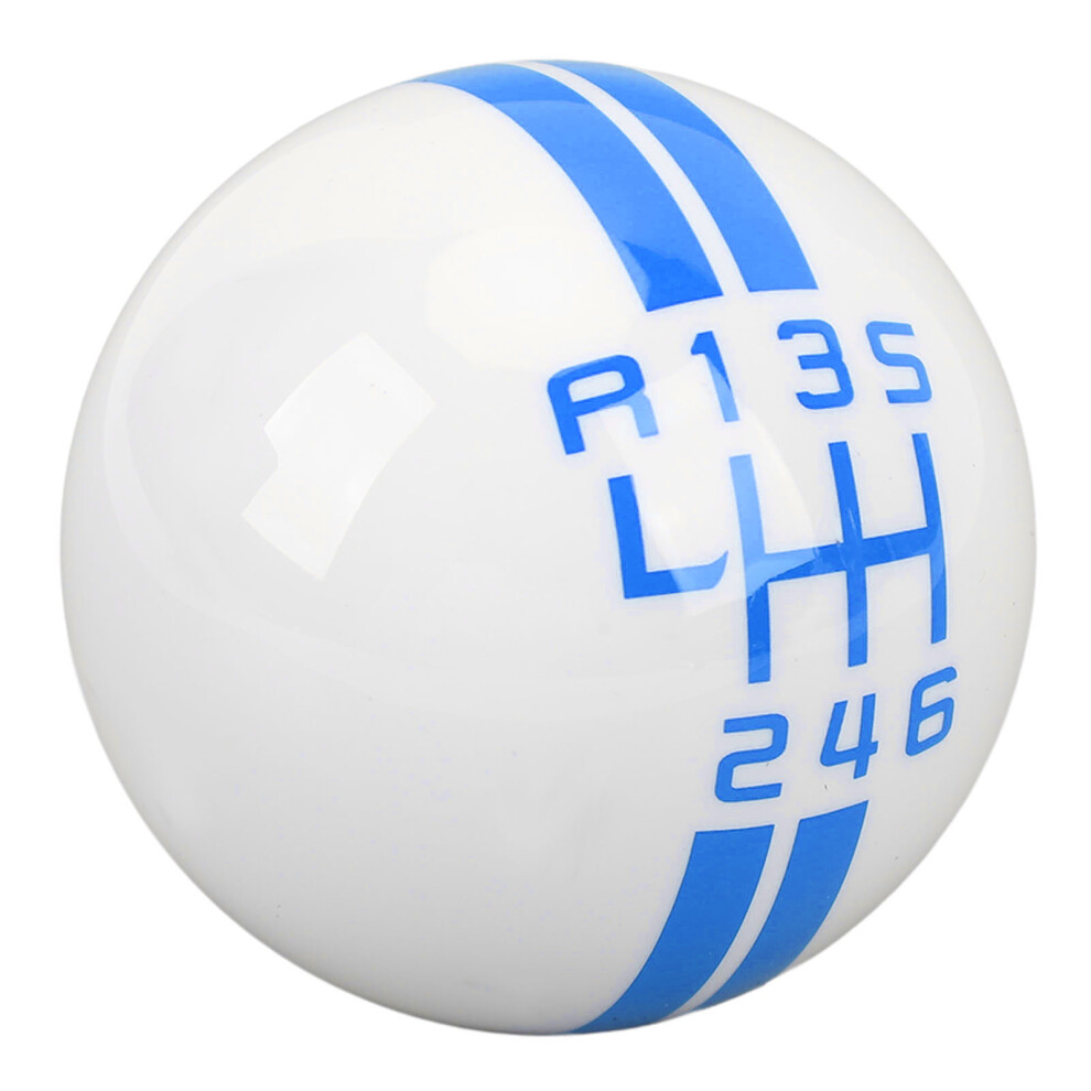6 Speed Car Racing Gear Shift Knob For Shelby Gt500 Style Round Ball White/Blue 3311386510425