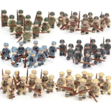 (60pcs-B) War II the British and German armies Desert Military Sodiers Weapons Minifigures Kids Toys Gifts