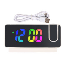Despertador digital moderno com volume ajustável, porta USB tipo C, 3 volumes ajustáveis, formato de 24 horas, fácil configuração e projeção