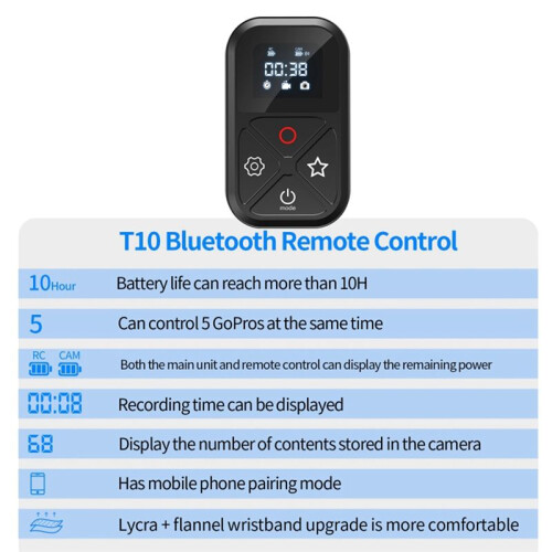Wireless Remote Control Waterproof Camera Controller for Go Pro Hero 8/9/10 MAX Remote -Compatible 2