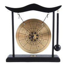 Desktop Gong - Feng Shui Brass Gong Desktop Ornament with Stand and Mallet, Delicate Chinese Home Decor,Chinese