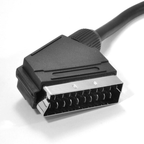 kenable Black Round Scart Cable 21 Pins With Nickel Plated Ends 3m 2