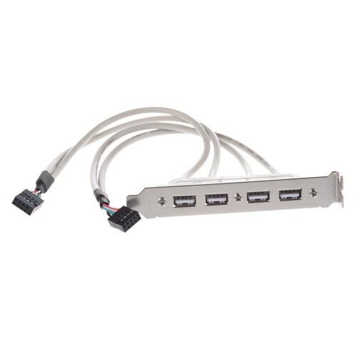 4X MainBoard 4 Port USB 2.0 to 9 Pin Header Bracket Extension Cable 2
