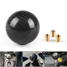 3X Style Universal Carbon Fiber Manual Gear Shift Knob with 3 Adapter for Most Car Decorations Classic Round
