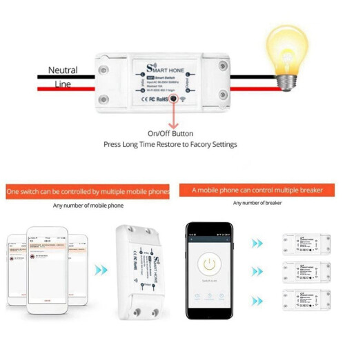 2X   Tuya  Home Wifi  Phone Wireless Remote Control Timing   Wireless Relay Module 2