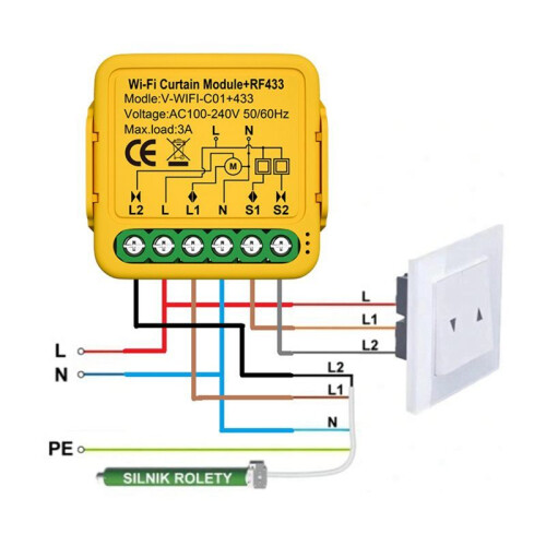 2X Tuya  WiFi RF433 Curtain  Module Control for Electric Roller Shutter Blind Motor Works with Alexa 2