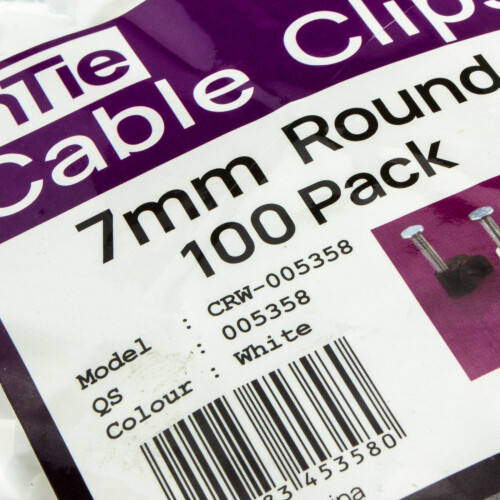 Round White  7mm Cable Clips Secure Fastenings Cables [100 Pack] 1
