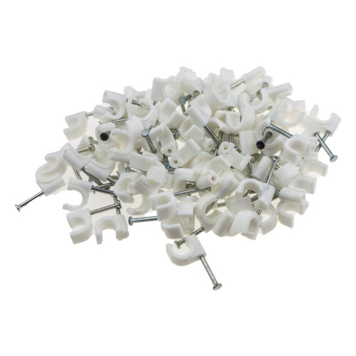 Round White  7mm Cable Clips Secure Fastenings Cables [100 Pack] 2