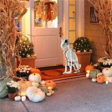 2X Halloween Sitting Dog Skeleton Scary Spooky Sitting Dog Skeleton with Teeth Halloween Herror Decoration