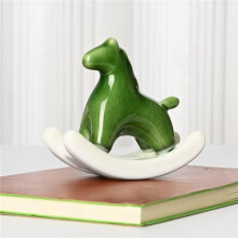 2X Statua del Cavallo A Dondolo In Ceramica per La Casa, Scultura di Arte Moderna per La Decorazione Della Mensola del Tavolo, Ornamento del Desktop