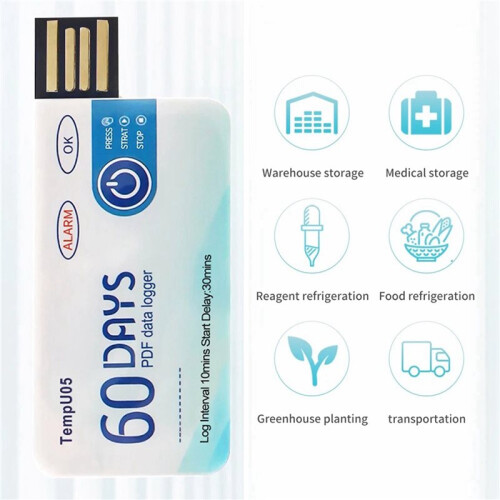 20X TempU05 Temperatur Data Logger 60 Days Disposable Temperature Analyzer PDF USB 2