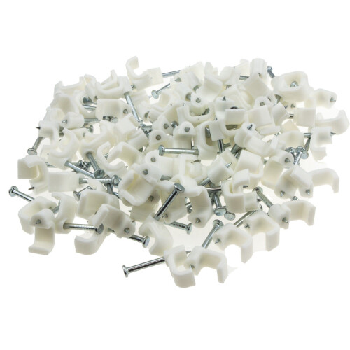 FLAT White  7mm Cable Clips for 1mm2 Twin & Earth Cables [100 Pack] 2