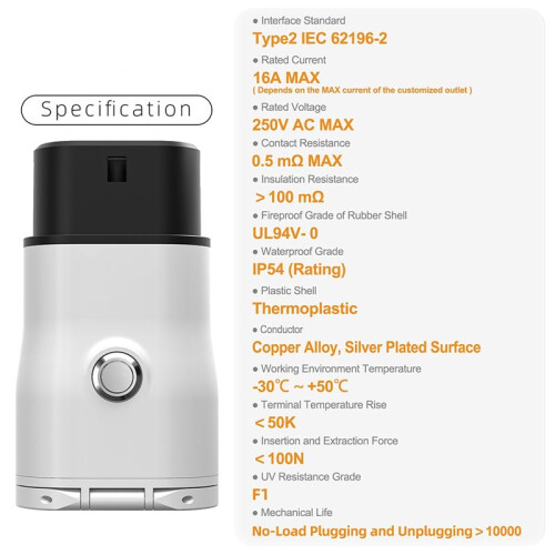 Type 2 Portable Discharger EV Conversion Schuko Socket  Electric Car Discharge with Power Button for Camping 220V 1