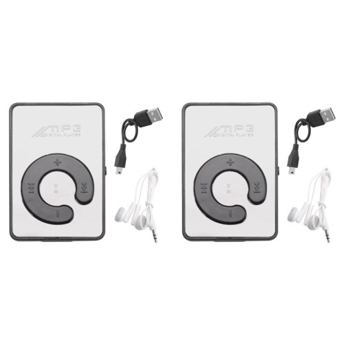 2X  Lettore MP3 Musicale con Cavo USB con Cuffie - Nero