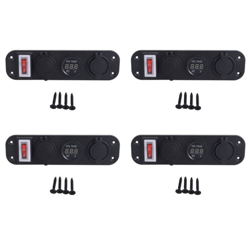 4X 4 em 1 Dual QC3.0 Power Charger C-Igarette Lighter Socket Voltímetro Digital com Rocker  e   Control