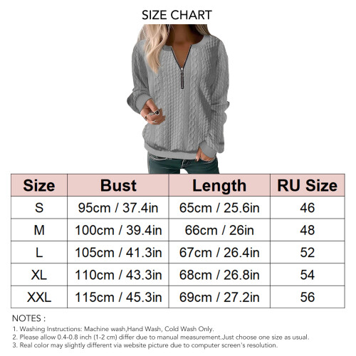 Damen Grauer Half-Zip Kabelstrick-Over blouse XXL Langarm Pullover 1
