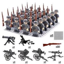 (A) War II the British and German armies Desert Military Sodiers Weapons Minifigures Kids Toys Gifts