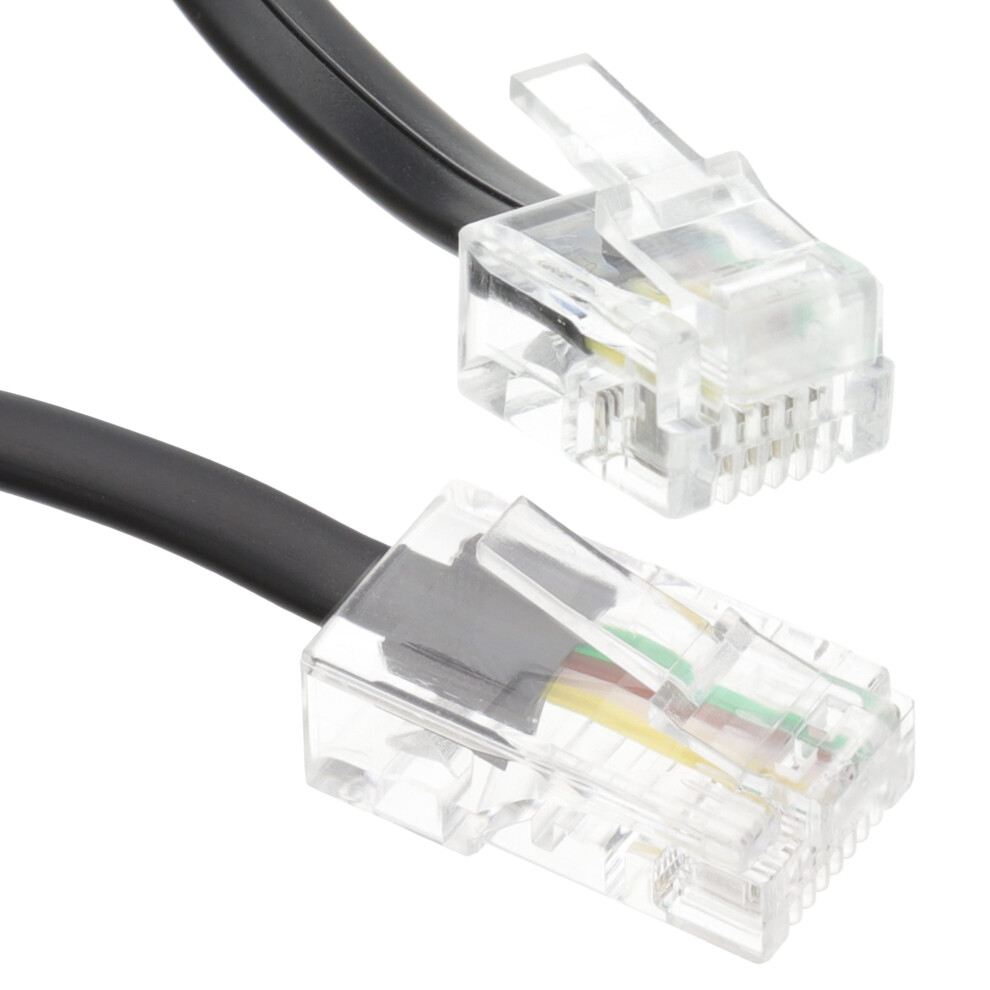 Kenable Rj11 Male Plug To 4 Wire Rj45 Male Plug Flat Cable Lead 1M Black