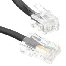RJ11 Male Plug to 4 wire RJ45 Male Plug Flat Cable Lead  3m BLACK