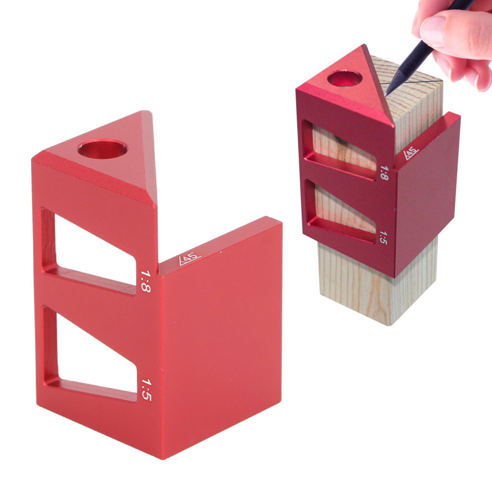 45 Red Aluminum Alloy Woodworking Angle Scriber Measuring Ruler 5001387577159