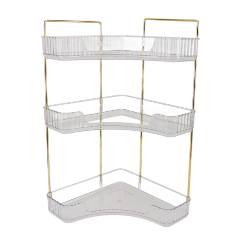 3-Tier Makeup Shelf Organizer, Transparent 1