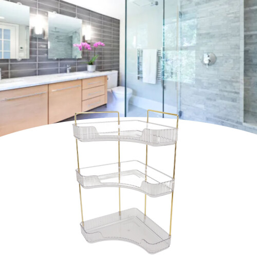 3-Tier Makeup Shelf Organizer, Transparent 2
