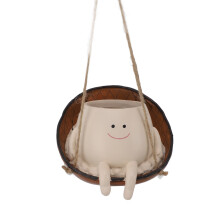 Cute Resin Swing Face Planter 14x10.2x14cm Hanging Indoor Outdoor Plant Pot