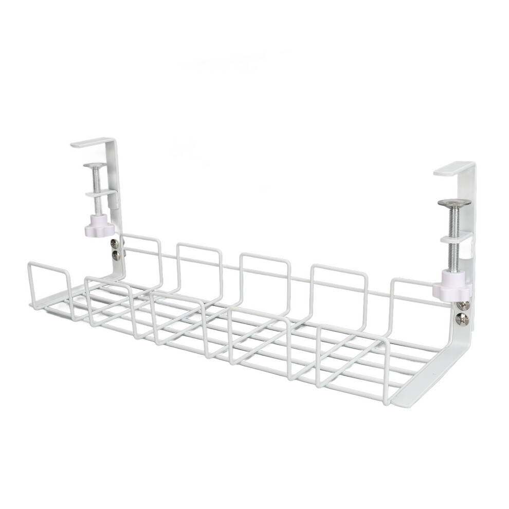 Steel Under Desk Cable Organizer 40.5Cm White, Space Saving & Strong Load 5071386521040