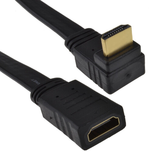 kenable RIGHT ANGLE 90 FLAT HDMI Extension Cable Plug To Female Socket  0.2m 20cm 1