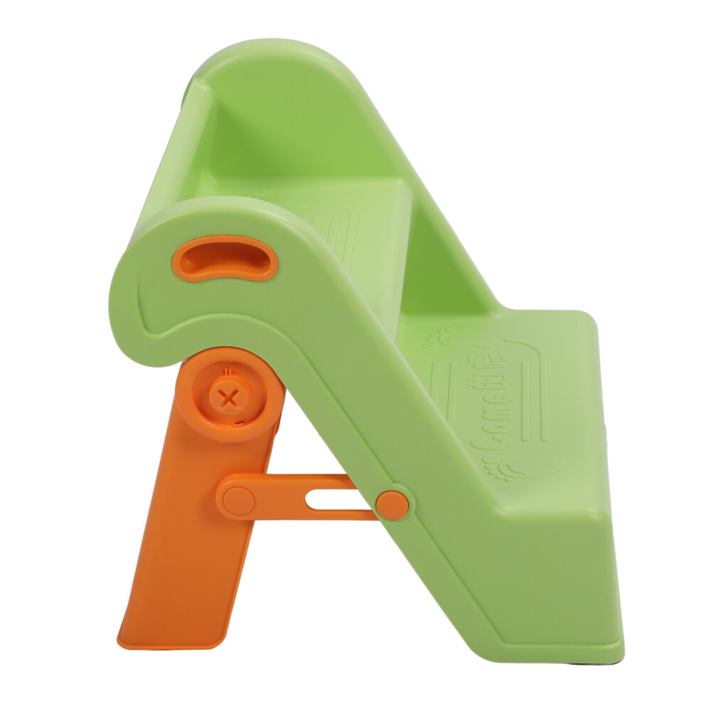 Kids 2-Step Folding Footstool with Splashguard, Anti-Slip, Green