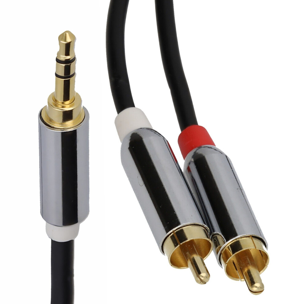 Pro Ofc 3.5Mm Stereo Jack To 2 X Rca Phono Plugs Cable 5M Gold 5055383479474