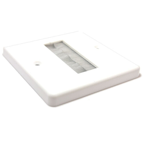 kenable Cable Entry/Exit Slim BRUSH Faceplate Wall Outlet White UK Single Gang