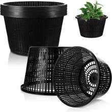 Lot de 6 Paniers Hydroponiques en Plastique Noir, Filet de Jardin, Pots Hydroponiques à Fentes pour Bassin de Plantation