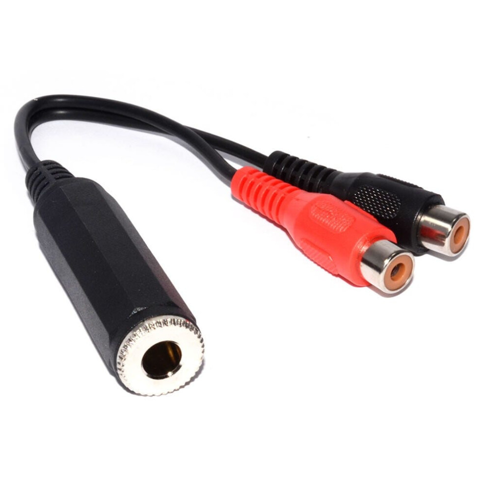 Kenable 6.35Mm Mono Jack Socket To Twin Phono Sockets Audio Adapter 15Cm