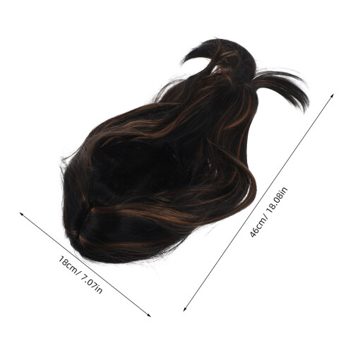 Perruque Longue Synthétique Noire Brune Avec Franges Naturelles 1