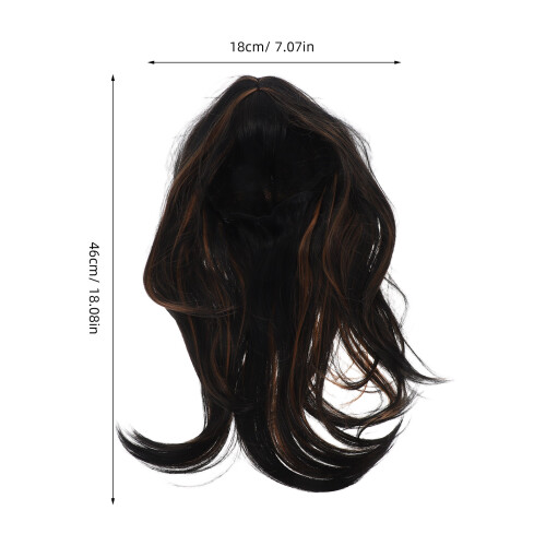 Perruque Longue Synthétique Noire Brune Avec Franges Naturelles 2