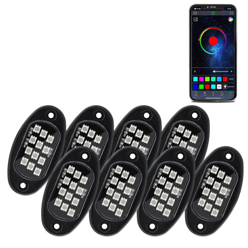 8pcs Multicolor LED Rock Lights Waterproof with APP BT Music Control 2