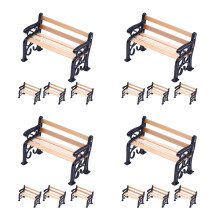 16Pièces Mini Bancs De Parc 1:12 En Bois Et Fer Pour Décoration
