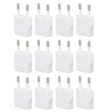 12 Stück Europäischer Reise-Steckdosenadapter, PC-Gehäuse, Kupferkontakte