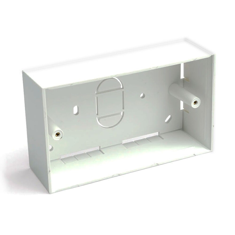 Kenable Surface Mount Back Box Pattress Box 2 Gang For Quad Face Plates 32Mm White