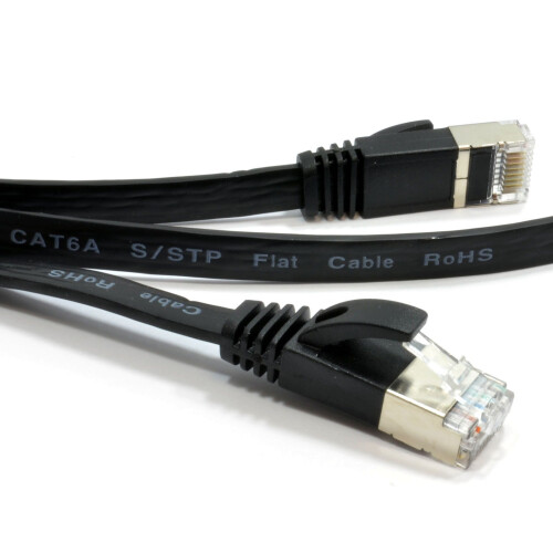 kenable FLAT CAT6A S/STP Shielded 500MHz Ethernet LAN Cable RJ45  5m BLACK 1