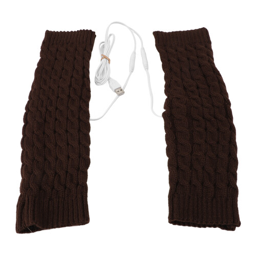 Warm Heated Leg Warmer Socks Over Knee Brown Elastic One Size