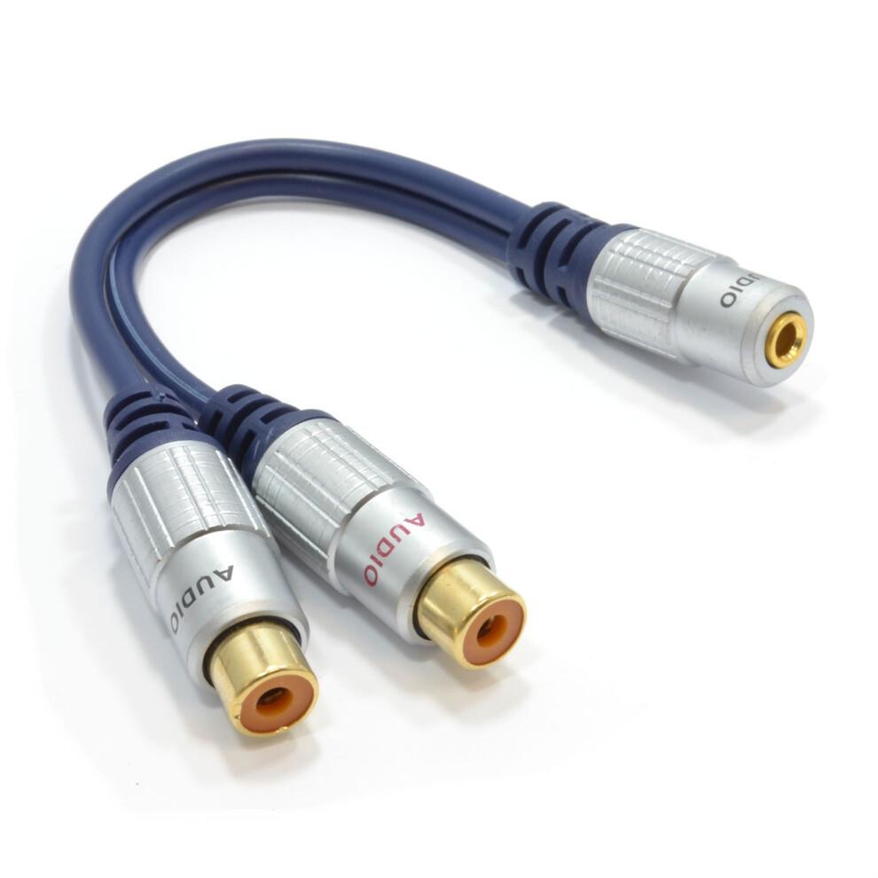 Kenable Pure 3.5Mm Stereo Jack Socket To 2 Phono Rca Socket Adapter Cable Gold