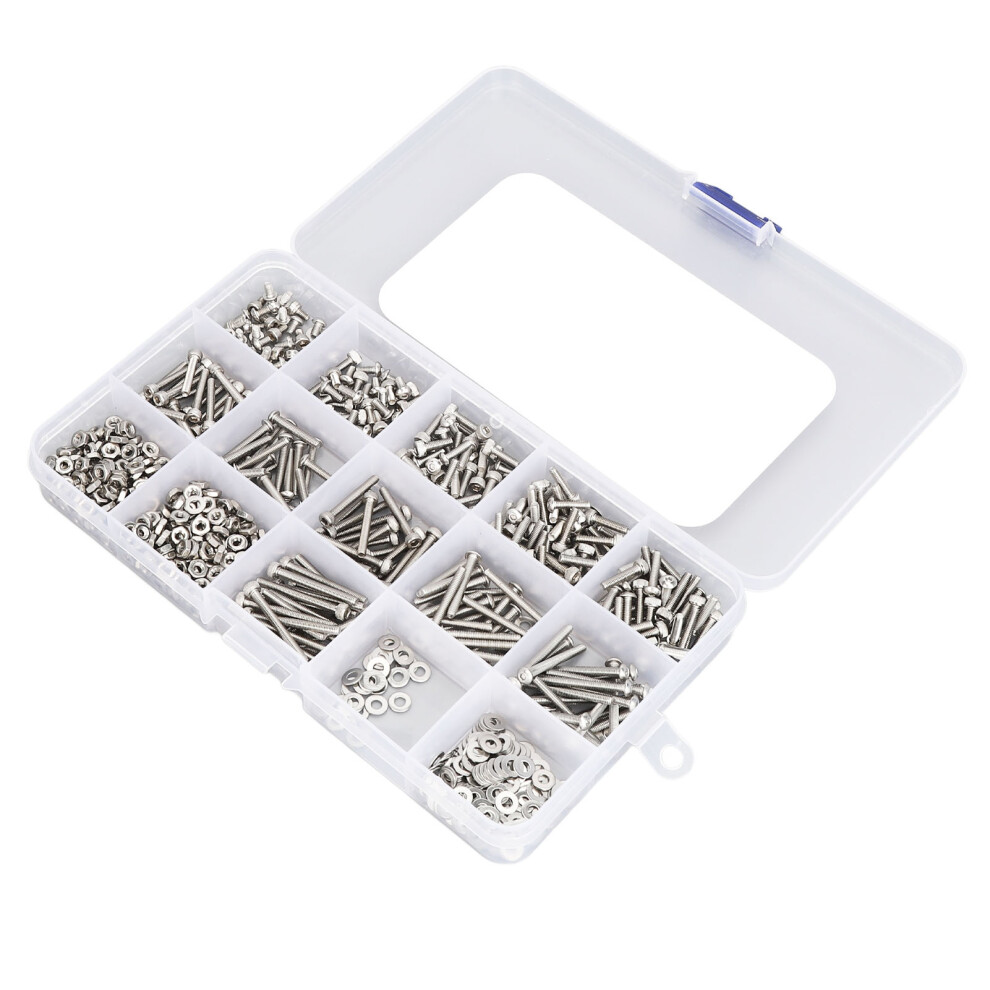 840Pcs Metric M2.5 Stainless Steel Bolts Nuts Assortment Kit With Flat Washers 6951386527961