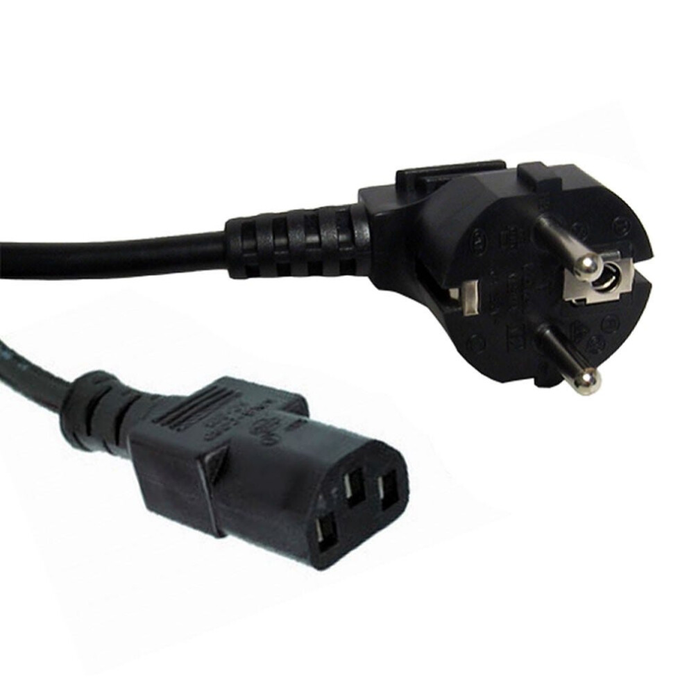 Right Angled Euro Schuko Plug To Iec C13 Mains Lead 1.0Mm 5M Black 5055383474769