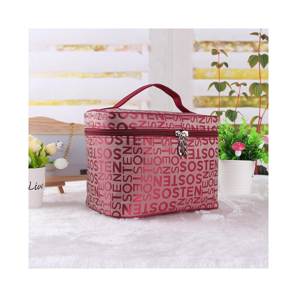 (Purple) Makeup Capacity Large Bag Stylish Womens Travel Storage Toiletries Box Portable