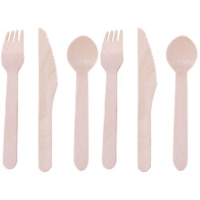 300Pièces Ensemble Jetable Bois Beige Couverts Pour Barbecue