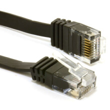 FLAT CAT6 Ethernet LAN Patch Cable Low Profile GIGABIT RJ45 5m BLACK