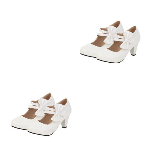 2Paren Stijlvolle Witte Hak Dames Met Strik