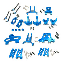 Nieuwe Metalen Upgrade-Onderdelenset Zwenkblok Stuurblokken Ophangarm voor LaTrax Teton 1/18 RC Auto Blauw